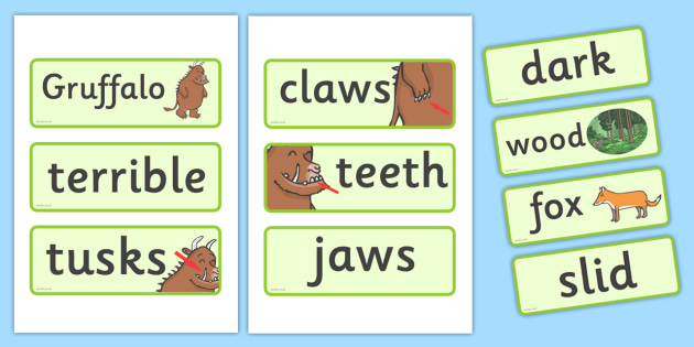 The Gruffalo Word Cards - The Gruffalo, resources, mouse, fox