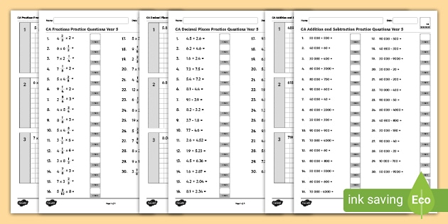 Ks2 Maths Papers - Year 5 Arithmetic Practice Exercises