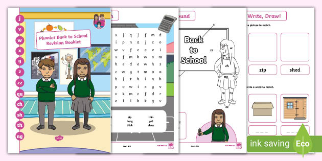 Back To School Phonics Level 3 Revision Booklet J V W X Y Z Zz Qu