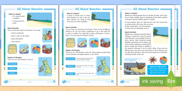 KS1 All About Beaches Differentiated Fact File