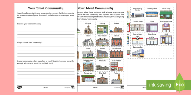 Your Ideal Community Differentiated Worksheets