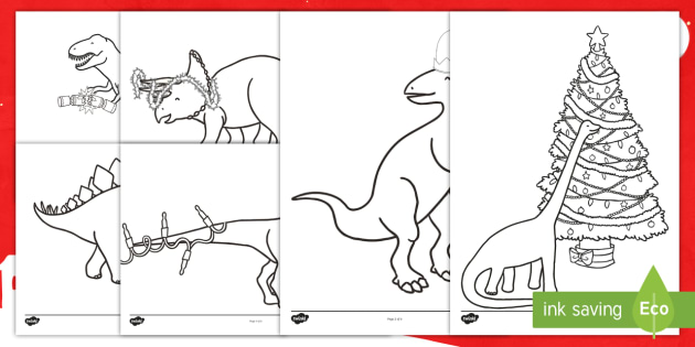 christmas dinosaurs coloring pages teacher made