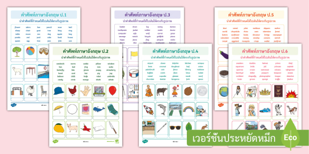 แบบฝึกหัด ภาษาอังกฤษ ประถม 1-6