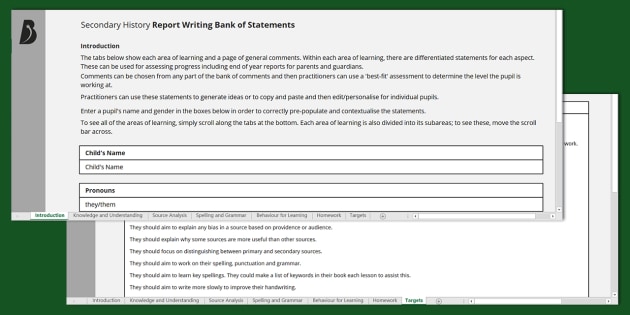 secondary-history-report-writing-statement-bank-spreadsheet