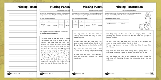 speech marks differentiated worksheets