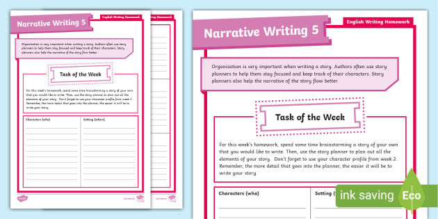 Writing Homework Narrative 5 3rd and 4th class