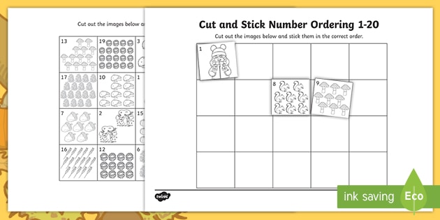 Ordering Numbers To 20 Worksheet Cut And Stick