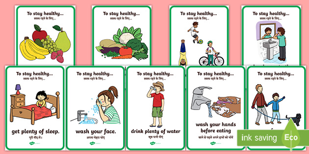 Health And Hygiene Display Posters English Hindi
