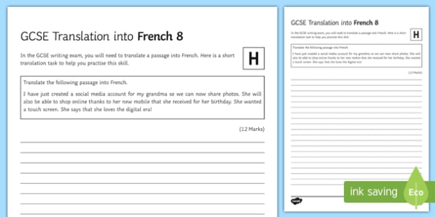 assignment translation to french