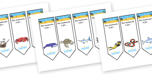 editable under the sea bookmarks bookmark bookmark template