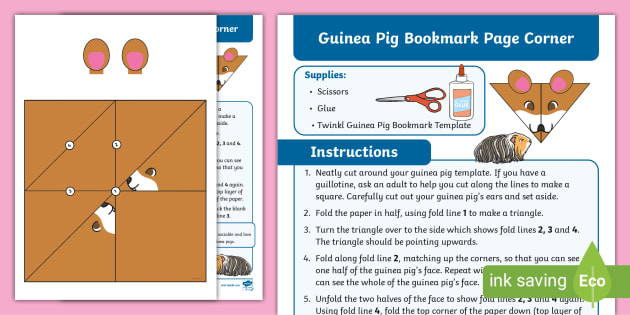 FREE! - Guinea Pig Bookmark Craft (teacher made)