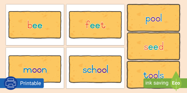 Grade 2 Phonics: oo and ee Word Wall Cards (professor feito)