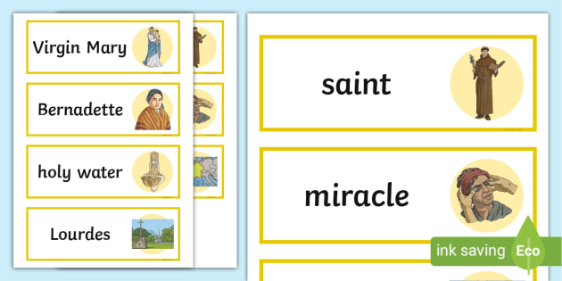 Our Lady of Lourdes Word Cards (teacher made)