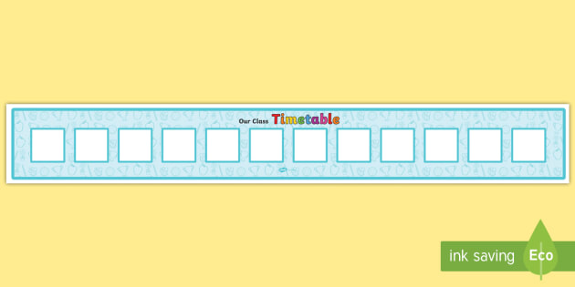 Horizontal Visual Timetable Display With 12 Boxes Display Banner