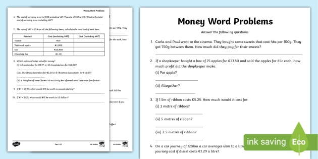 money-solving-problems-worksheet-junior-and-senior-infants