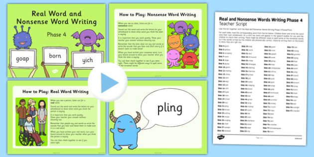 Real and Nonsense Words Writing Phase 4 PowerPoint and Script