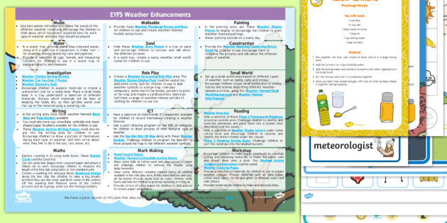 EYFS Weather Enhancement Ideas and Resources Pack