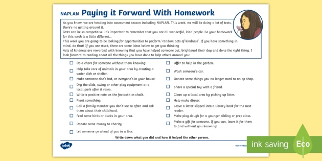 Pay it forward homework assignment