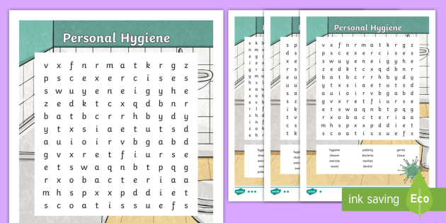 personal hygiene word search teacher made