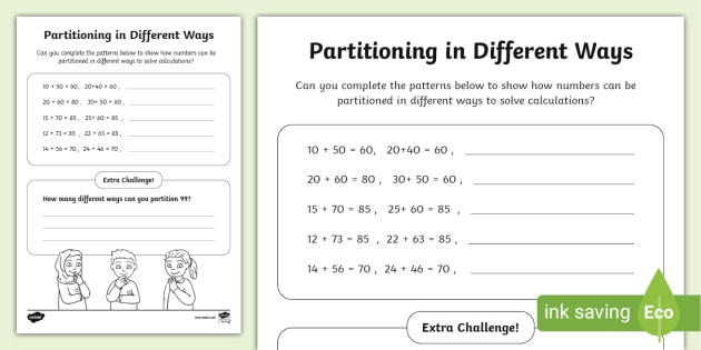 👉 Partitioning in Different Ways Reasoning Activity