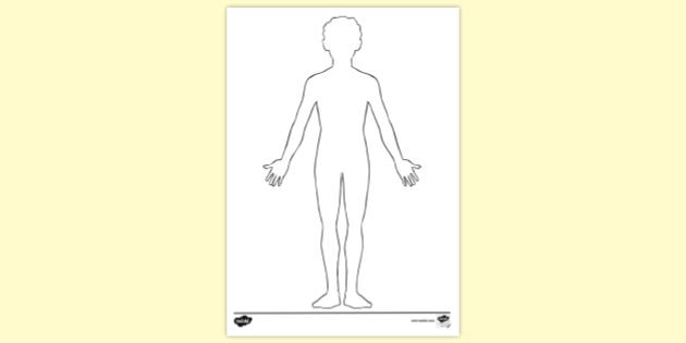 human body outline coloring page