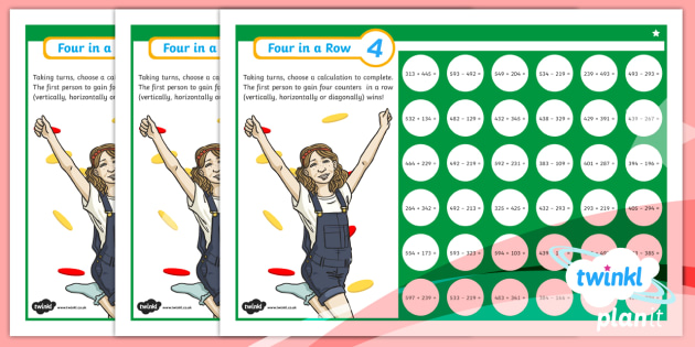 PlanIt Maths Y3 Addition and Subtraction Four-in-a-Row Differentiated Home