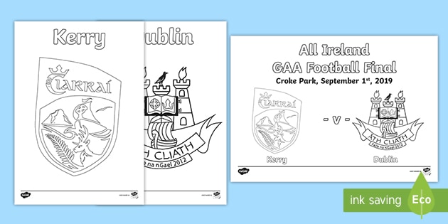 All Ireland GAA Football Final 2019 County Crest Colouring Sheets