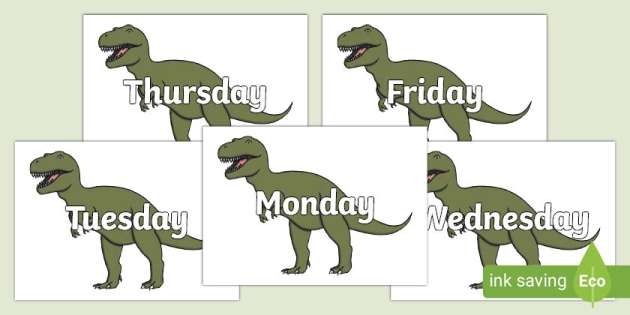 Days of the Week on T Rex Dinosaurs