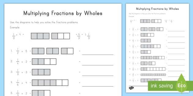 Multiplying Fractions Using Models Worksheet