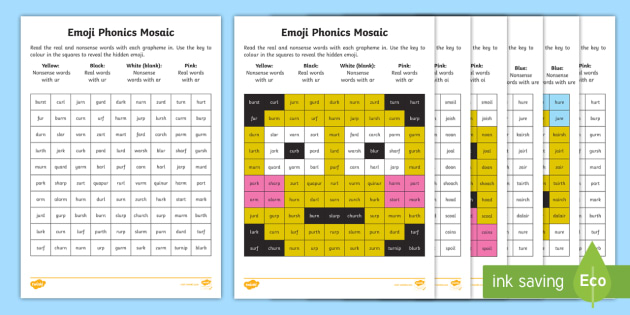 new emojis phase 3 phonics mosaic activity sheets
