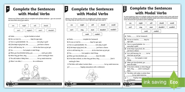 NEW * Modal Auxiliary Verbs Worksheets