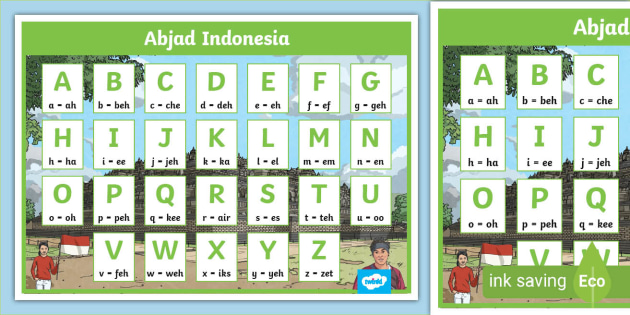 alphabet in english spelling in bahasa indonesia