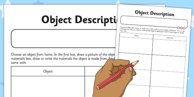Object Description Worksheet / Worksheet (teacher made)