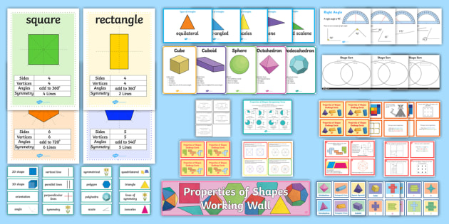 LKS2 Properties of Shapes Maths Working Wall Display Pack - maths display