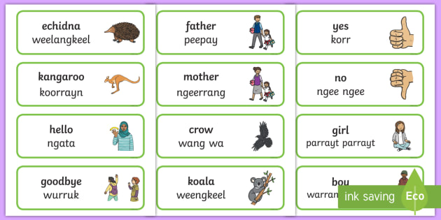 Aboriginal Language Words List