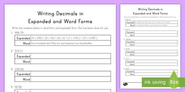 writing-decimals-in-expanded-and-word-form-worksheet-worksheet-decimal