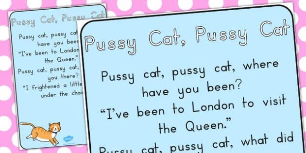 Pussy Cat Pussy Cat Nursery Rhyme Poster Teacher Made