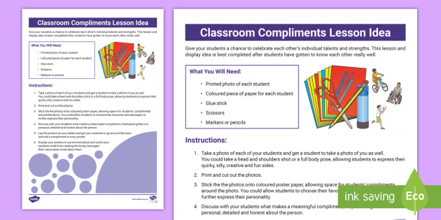 Classroom Compliments Lesson Ideas