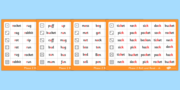 Phase 2 Letter Progression Set 4 Ck E U R Phoneme Roll And Read