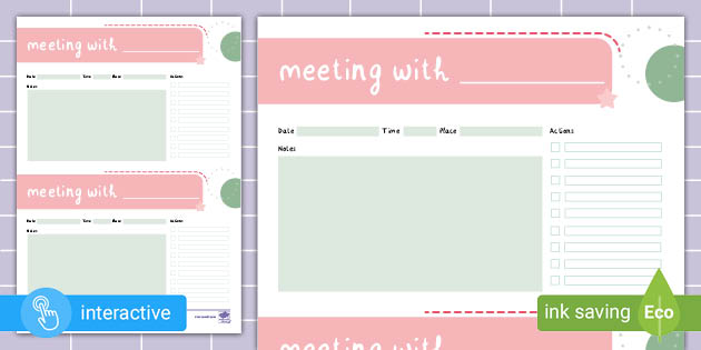 Meeting Notes Planner Inserts