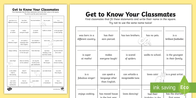 Get To Know Your Classmates Worksheet Teacher Made