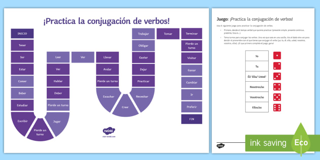 Practising Verb Tenses Board Game Spanish Teacher Made