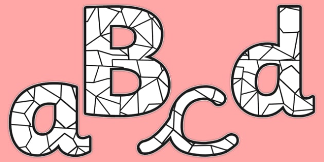 Stained Glass Black White Themed Size Editable Display Lettering