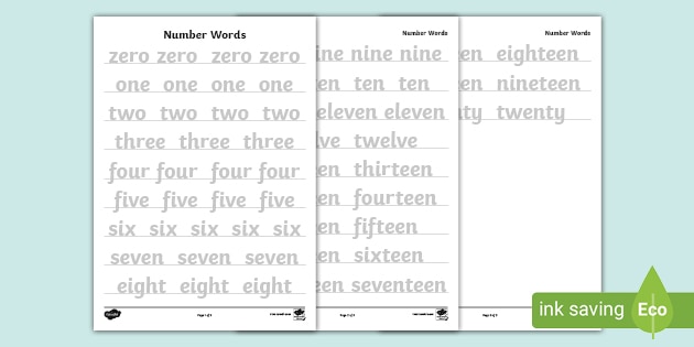 number spellings 0 20 letter tracing teacher made