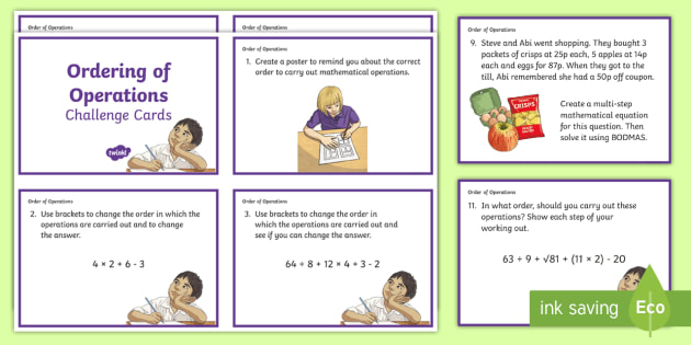 CfE Second Level Order of Operations Challenge Cards