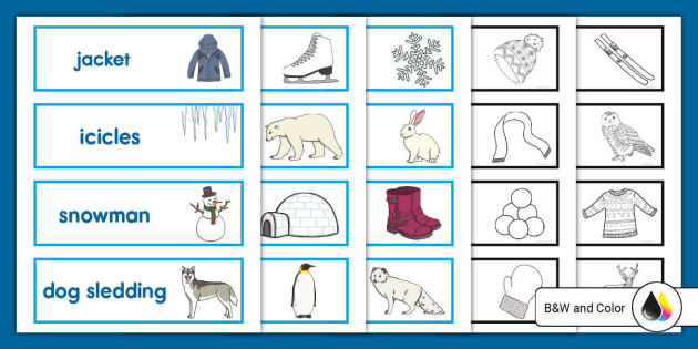 Winter Word Cards (teacher made) - Twinkl