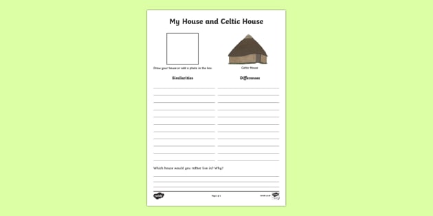 My House and Celtic House Comparison Worksheet