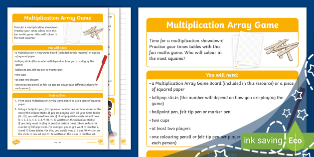 Multiplication Array Game (Ages 5 - 11) (Teacher-Made)