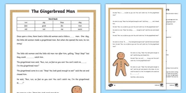 The Gingerbread Man Traditional Tale Cloze Procedure ...