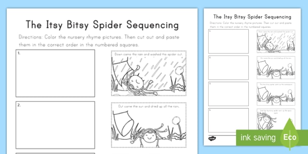 The Itsy Bitsy Spider Sequencing Worksheet Worksheet Nursery Rhymes